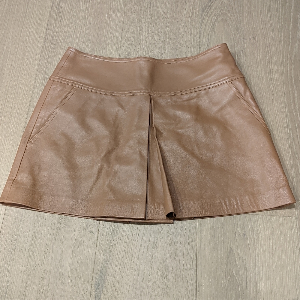 Tan Leather Mini Skirt